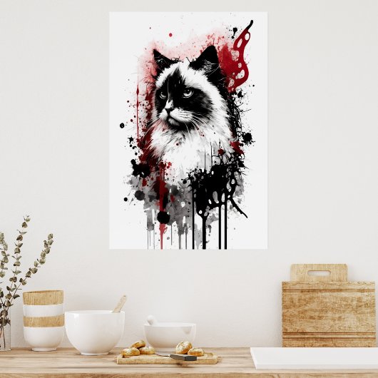 Poster Portrait de chat de Ragdoll (Cuisine)