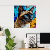Poster Portrait de chat de Siamese (Bureau à domicile)