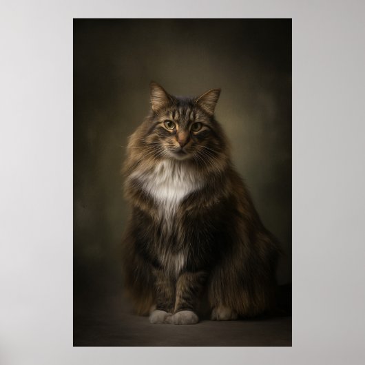 Poster Portrait de chat élégant en studio (Devant)