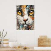 Poster Portrait de chat expressionniste abstrait d'animal (Cuisine)