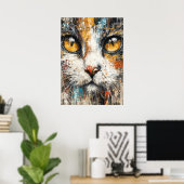Poster Portrait de chat expressionniste abstrait d'animal (Bureau à domicile)