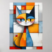 Poster Portrait de chat géométrique cubiste (Devant)