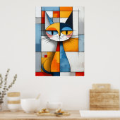 Poster Portrait de chat géométrique cubiste (Cuisine)