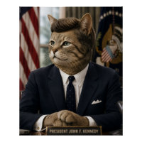 Portrait de chat JFK | Art de chat présidentiel dr