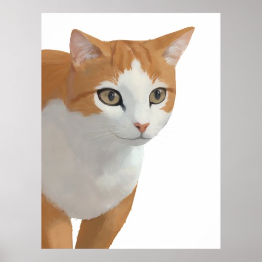 Poster Portrait de chat orange et blanc (Devant)