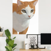 Poster Portrait de chat orange et blanc (Bureau à domicile)