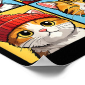 Poster Portrait de chat Pop Art Chats Mignons Bloc de cou (Coin)