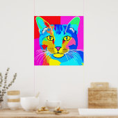 Poster Portrait de chat Pop Art multicolore (Cuisine)