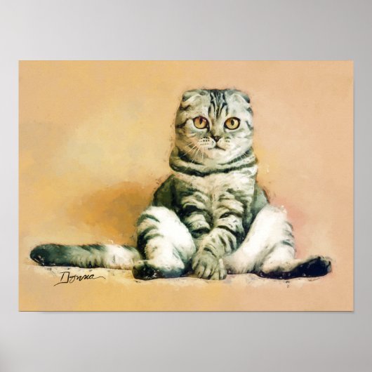 Poster Portrait de chat Scottish Fold assis (Devant)