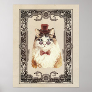 Poster Portrait de chat Steampunk Fancy