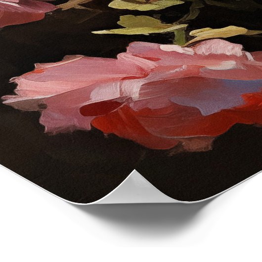 Poster Portrait de chaton Ragdoll avec fleurs (Coin)