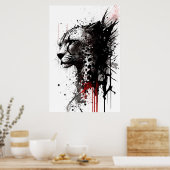Poster Portrait de Cheetah d'encre (Cuisine)