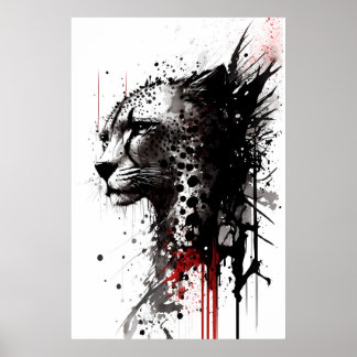Poster Portrait de Cheetah d'encre