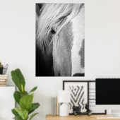 Poster Portrait de cheval noir et blanc (Bureau à domicile)