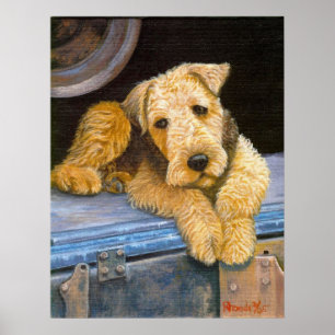 Poster Portrait de chien Airedale Terrier