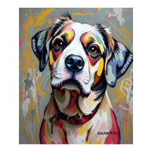 Portrait de chien coloré – Art animalier abstrait