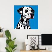 Poster Portrait de chien dalmate sur fond bleu (Bureau à domicile)