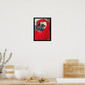 Poster Portrait de chien dans une couverture rouge (Cuisine)