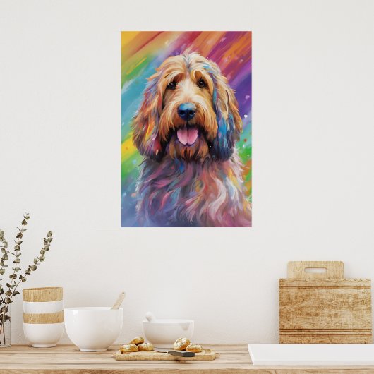 Poster Portrait de chien d'art numérique, mignon chien Ot (Cuisine)