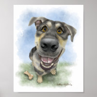 Portrait de chien de dessin animé heureux