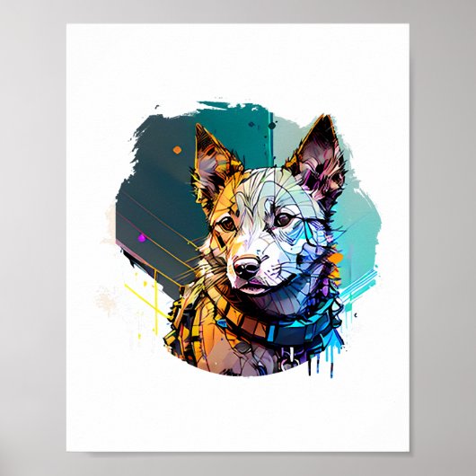 Poster Portrait de chien de style Art d'encre (Devant)