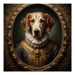 Poster Portrait de chien Noble Renaissance dans cadre Vin