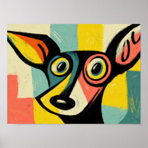 Poster Portrait de chien Pop Art coloré