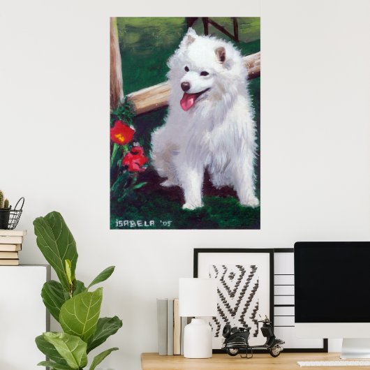 Poster Portrait de Chien Spitz japonais (Bureau à domicile)
