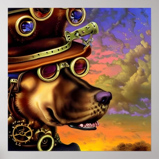 Poster Portrait de chien Steampunk (Devant)