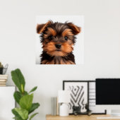Poster Portrait de chiot Yorkshire Terrier mignon (Bureau à domicile)