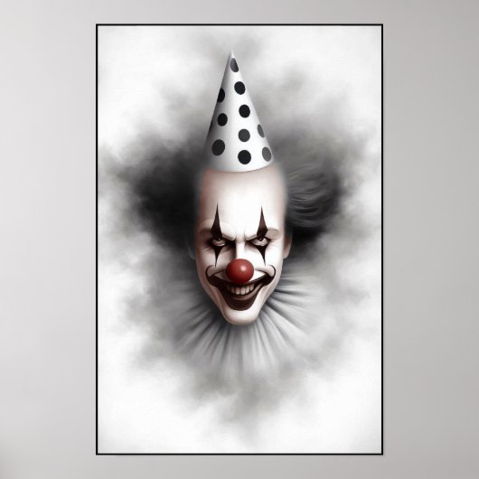 Poster Portrait de clown effrayant moderne (Devant)