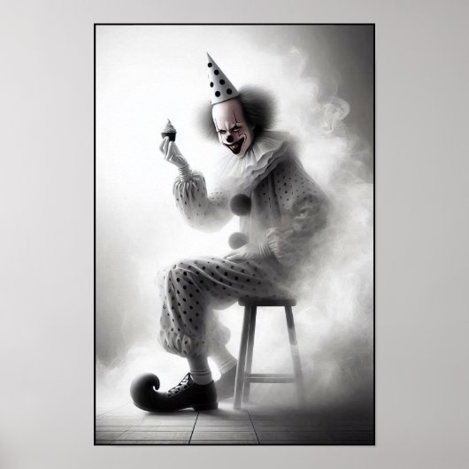 Poster Portrait de clown effrayant moderne (Devant)