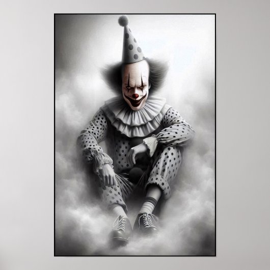 Poster Portrait de clown effrayant moderne (Devant)
