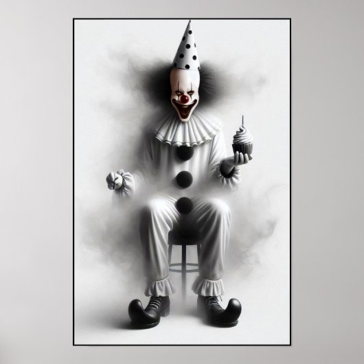 Poster Portrait de clown effrayant moderne (Devant)