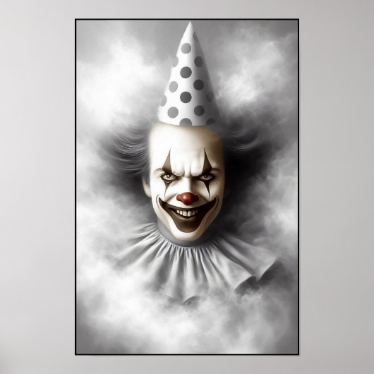 Poster Portrait de clown effrayant moderne (Devant)