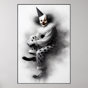 Poster Portrait de clown effrayant moderne 