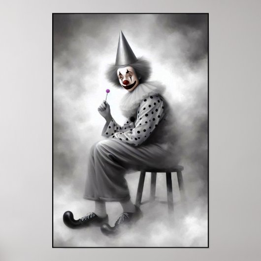 Poster Portrait de clown effrayant moderne  (Devant)