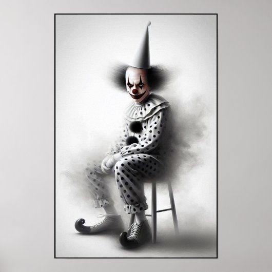 Poster Portrait de clown effrayant moderne (Devant)
