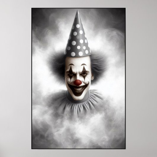Poster Portrait de clown effrayant moderne  (Devant)