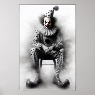 Poster Portrait de clown effrayant moderne