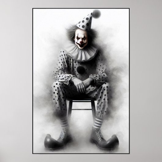 Poster Portrait de clown effrayant moderne (Devant)