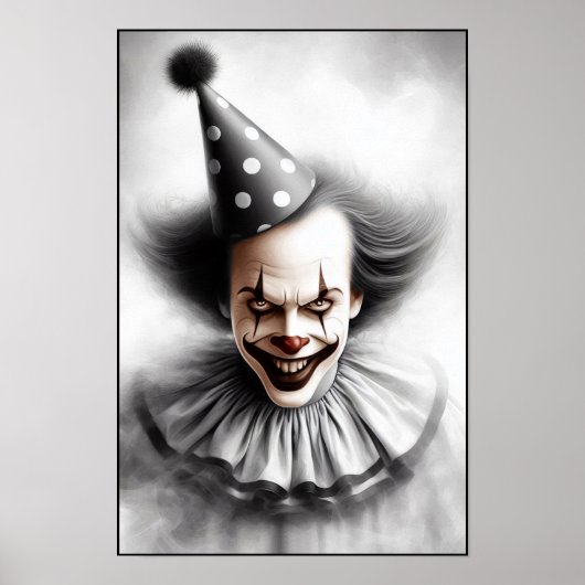 Poster Portrait de clown effrayant moderne (Devant)