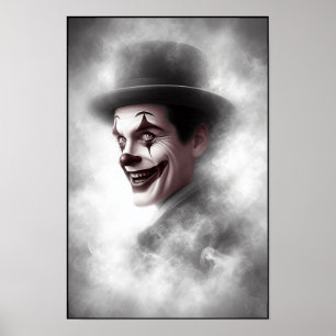 Poster Portrait de clown rétro avec chapeau