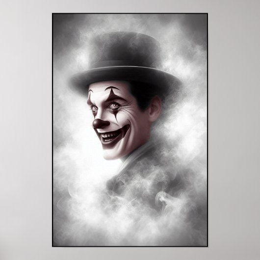 Poster Portrait de clown rétro avec chapeau (Devant)
