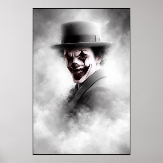 Poster Portrait de clown rétro avec chapeau (Devant)