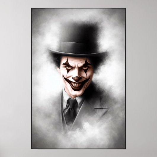 Poster Portrait de clown rétro avec chapeau (Devant)
