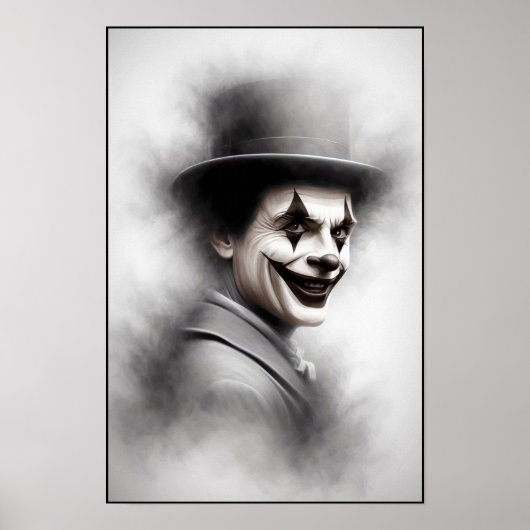 Poster Portrait de clown rétro avec chapeau (Devant)