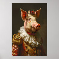 Portrait de Cochon Aristocratique, Animal Drôle