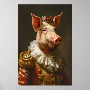 Poster Portrait de Cochon Aristocratique, Animal Drôle
