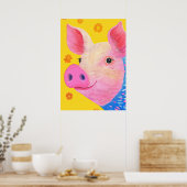 Poster Portrait de Cochon Coloré (Cuisine)